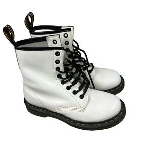 Doc Martens Size 6 Womens Combat Boots White Patent Leather Lace Goth Punk